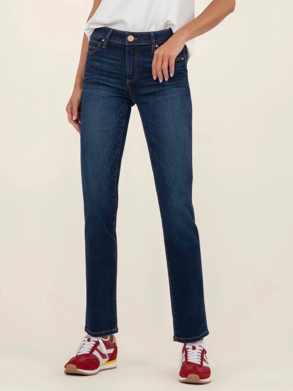 Kut from the Kloth Catherine Boyfriend Mid Rise Straight Leg Jeans Size 14